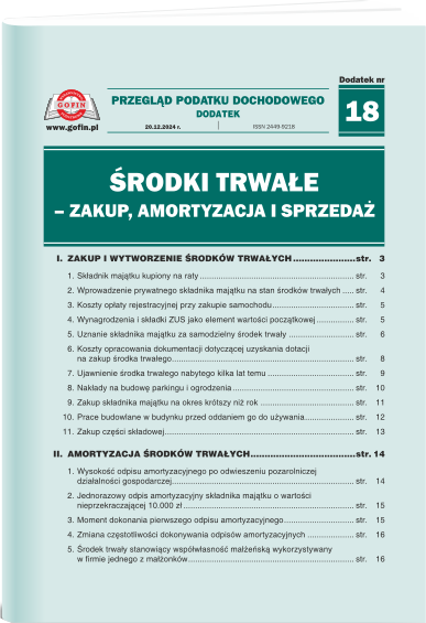 Środki trwałe - zakup, amortyzacja i sprzedaż - dodatek tematyczny nr 18 do Przeglądu Podatku Dochodowego nr 24 (624) z dnia 20.12.2024