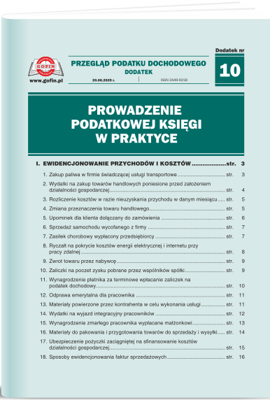 Prowadzenie podatkowej księgi w praktyce - dodatek tematyczny nr 10 do Przeglądu Podatku Dochodowego nr 12 (636) z dnia 20.06.2025